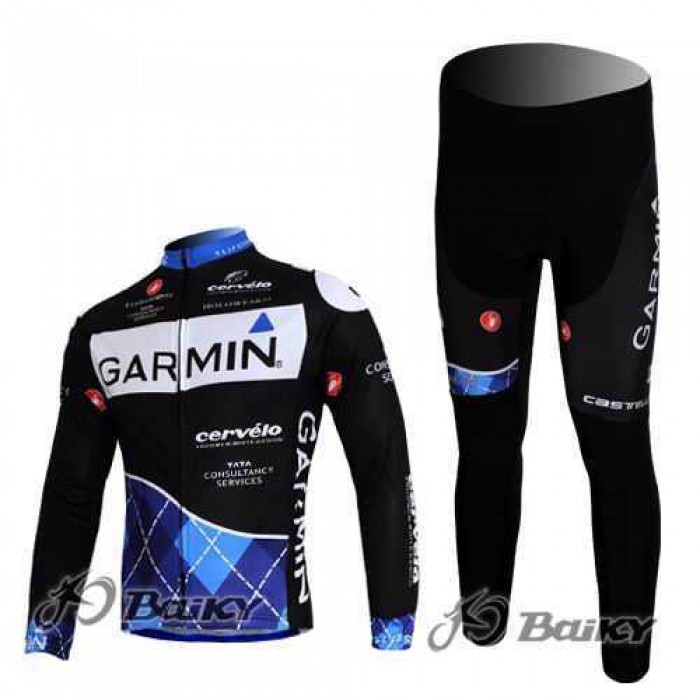Garmin Cervelo Pro Team Fietskleding Wielershirts Lange Mouw+Lange Fietsbroeken Zwart