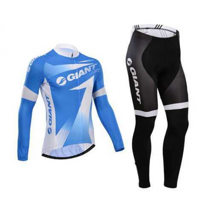 Giant 2014 Wielerkleding Set Wielershirt Lange Mouw+Lange Fietsbroeken Blauw