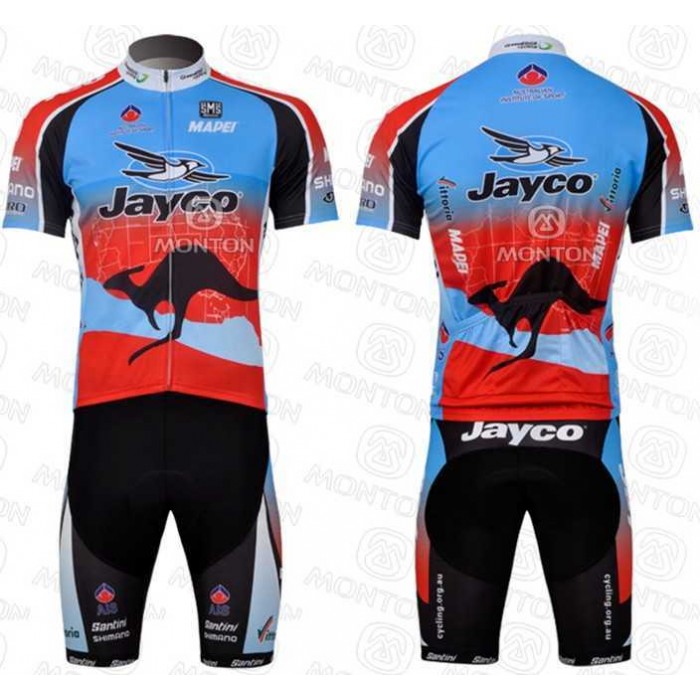 JAYCO Pro Team Wielerkleding Set Wielershirts Korte+Korte Fietsbroeken Blauw Rood