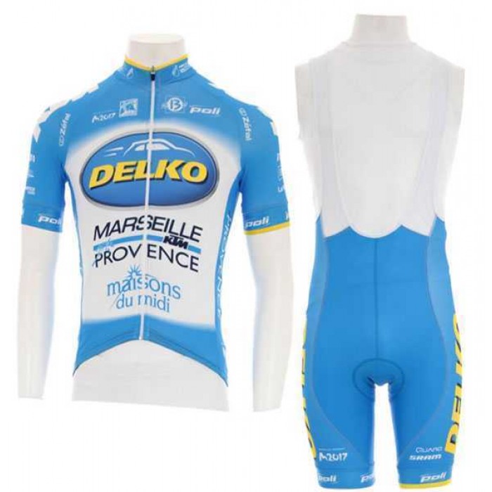 2016 KTM-Delko Marseille Provence Wielerkleding Set Wielershirt Korte Mouwen Blauw+Fietsbroek Korte