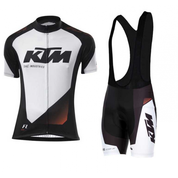 2016 KTM Fietskleding Set Fietsshirt Met Korte Mouwen+Korte Koersbroek Wit 02
