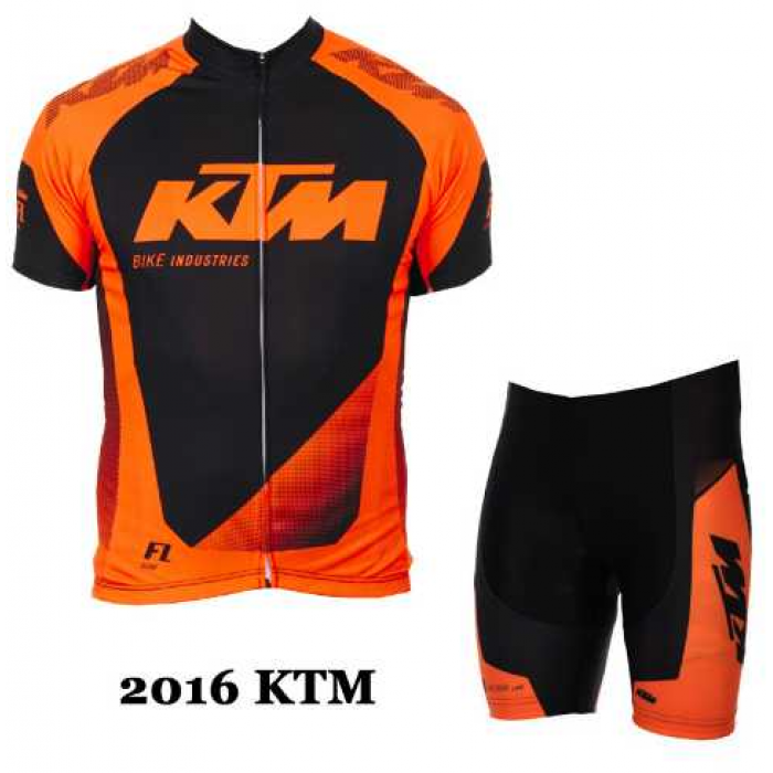 2016 KTM Fietskleding Wielershirt Korte Mouw+Korte Fietsbroeken Oranje 05