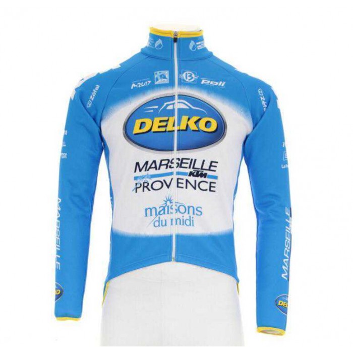 2016 KTM-Delko Marseille Provence Wielerkleding Set Wielershirt Lange Mouw Vliezen Blauw