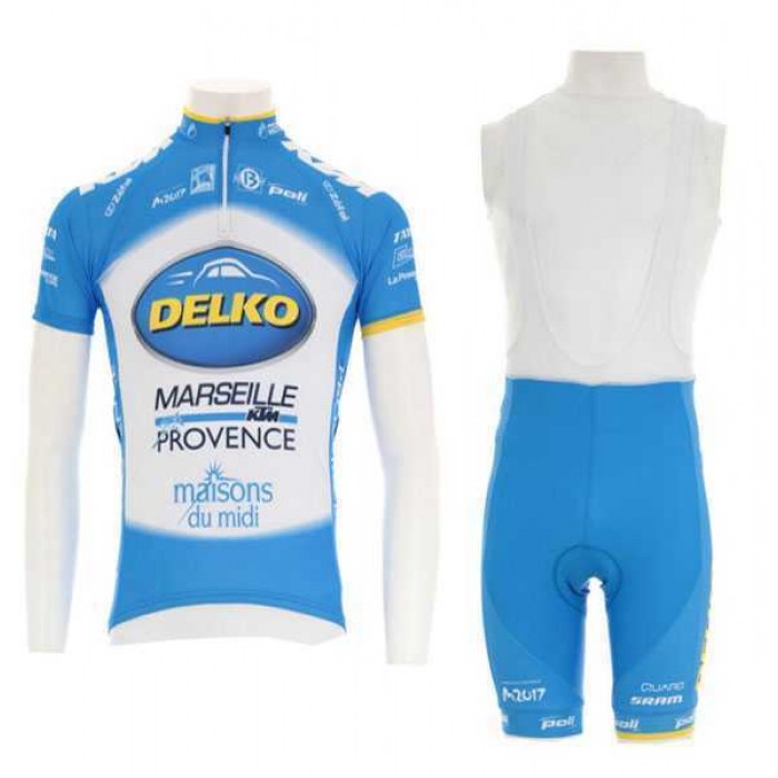 2016 KTM-Delko Marseille Provence Blauw Fietskleding Set Fietsshirt Met Korte Mouwen+Korte Koersbroek
