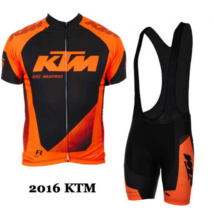 2016 KTM Fietskleding Set Fietsshirt Met Korte Mouwen+Korte Koersbroek Oranje