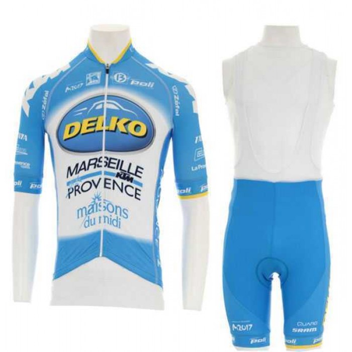 2016 Delko Marseille Provence KTM Blauw Wielerkleding Set Wielershirt Korte Mouwen Blauw+Fietsbroek Korte