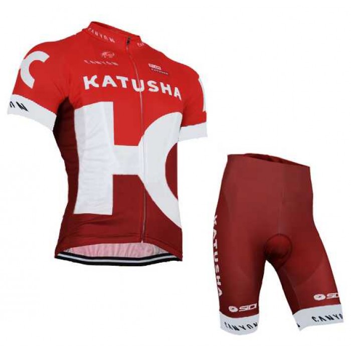 2016 KATUSHA Fietskleding Korte Mouw+Korte Fietsbroek