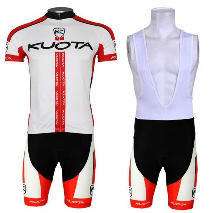 2013 KUOTA Fietskleding Set Fietsshirt Met Korte Mouwen+Korte Koersbroek Wit Rood