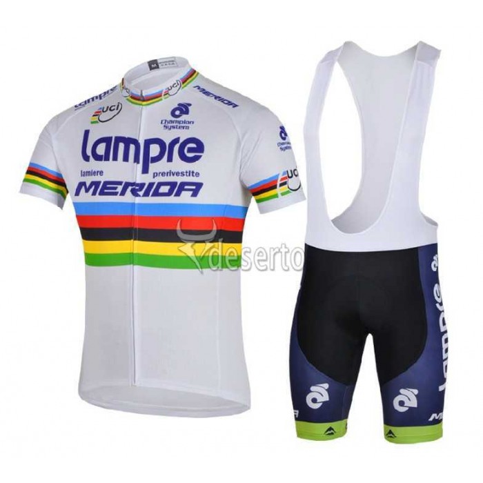 Lampre Merida 2014 Fietskleding Set Fietsshirt Met Korte Mouwen+Korte Koersbroek Wit