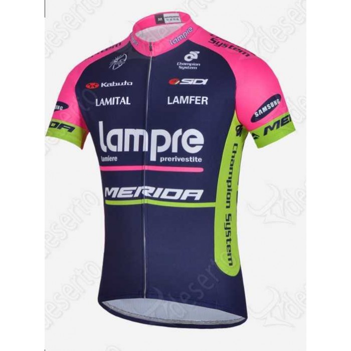 Lampre Merida 2014 Wielershirt Met Korte Mouwen Blauw