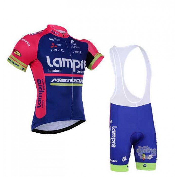 2016 Lampre Merida Fietskleding Set Fietsshirt Met Korte Mouwen+Korte Koersbroek