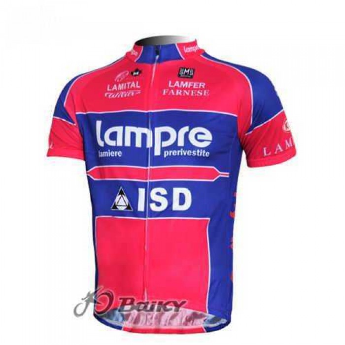 Lampre ISD Pro Team Wielershirt Met Korte Mouwen Blauw Roze