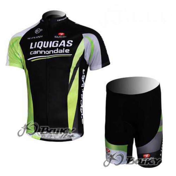 Liquigas Cannondale Pro Team Wielerkleding Set Wielershirts Korte+Korte Fietsbroeken Zwart Groen