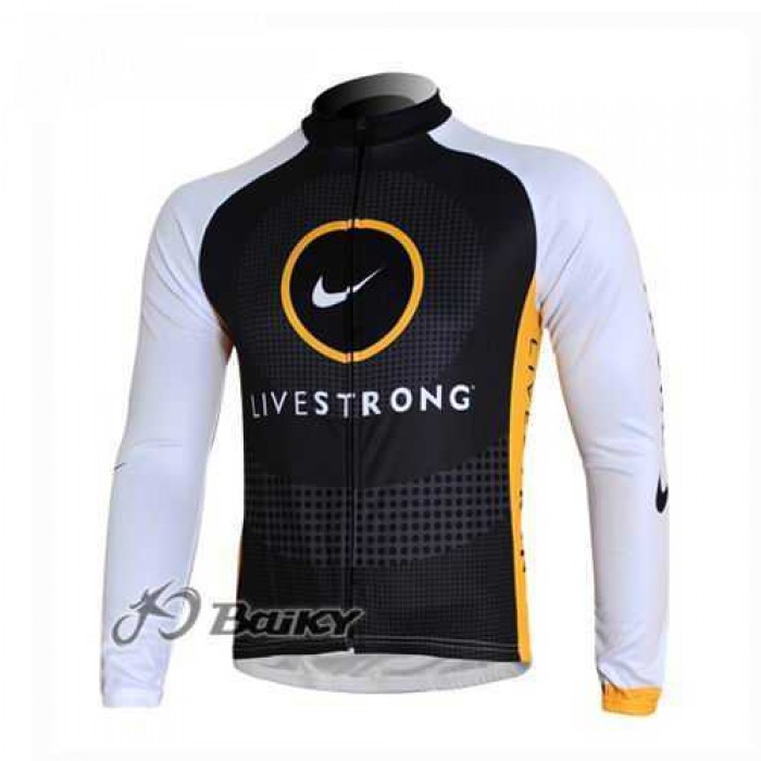 Livestrong Wielershirts Lange Mouwen Zwart Wit