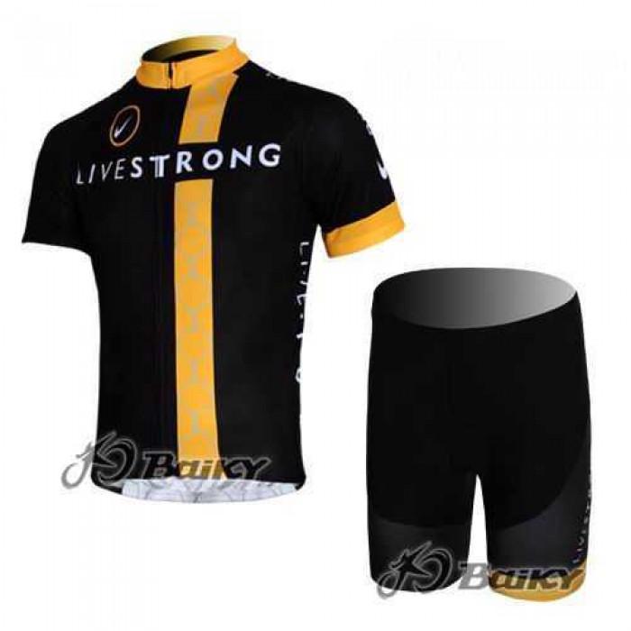 Livestrong Pro Team Nike Wielerkleding Set Wielershirts Korte+Korte Fietsbroeken Zwart Geel