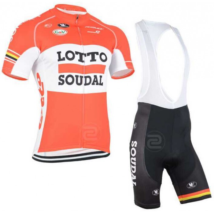 2015 Lotto Soudal Fietskleding Set Fietsshirt Met Korte Mouwen+Korte Koersbroek