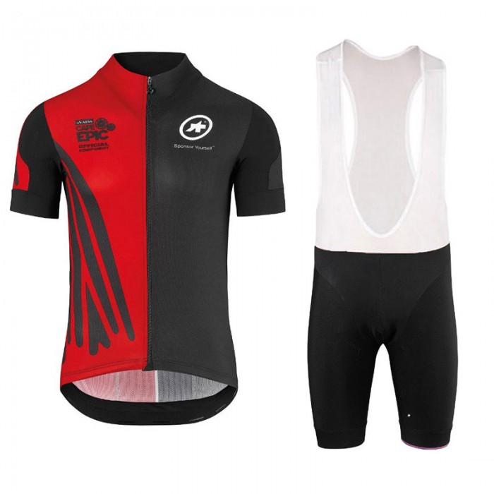 Nouveau 2018 Assos SS.Capeepicx Fietskleding Set Fietsshirt Korte Mouwen+Koersbroek Kort Bib Zwart Rood