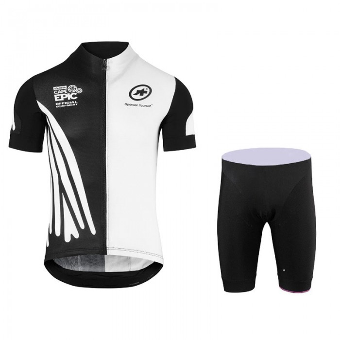 Nouveau 2018 Assos SS.Capeepicx Equipe Fietskleding Set Fietsshirt Korte Mouwen+Fietsbroek Korte Zwart Wit