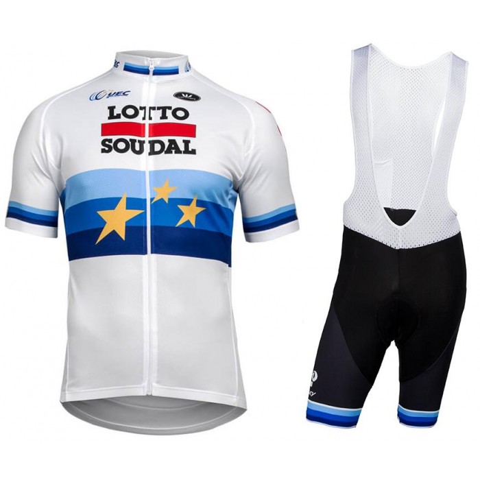 LOTTO SOUDAL European Champion 2018 Fietskleding Set Wielershirt Korte Mouw+Korte Fietsbroeken Bib