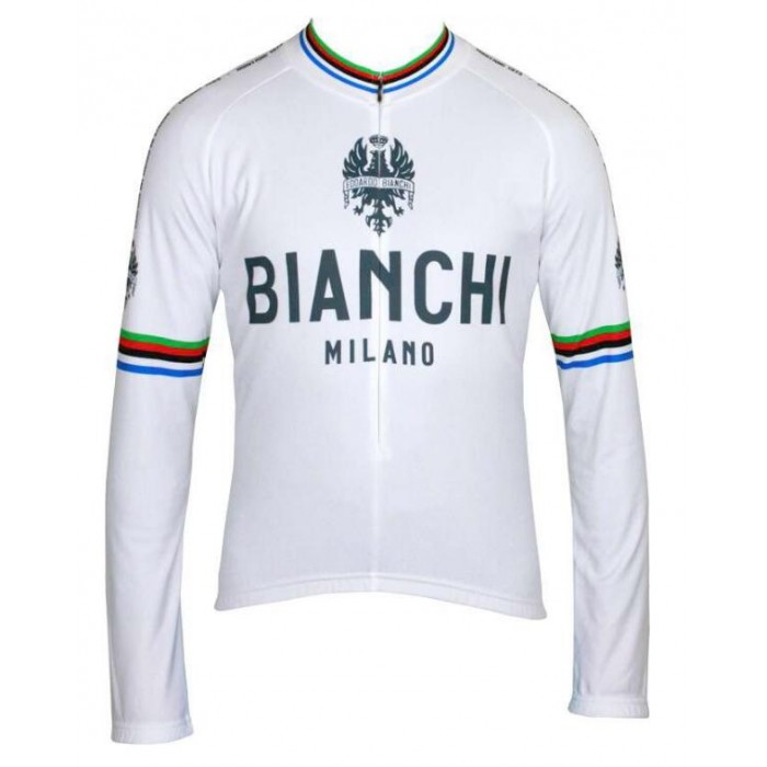 BIANCHI MILANO LEGGENDA Campione Del Mondo Wit Wielershirt Lange Mouw