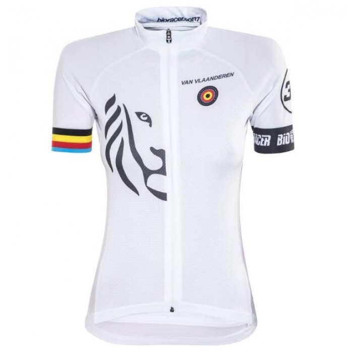 Bioracer Van Vlaanderen Dames Wit Zwart 2018 Wielershirt Korte Mouw