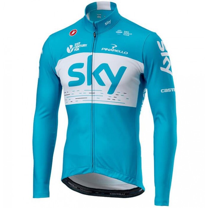 Team Sky 2018 Blauw Wielershirt Lange Mouw