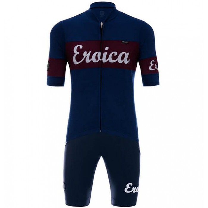 Santini Eroica Cielo Fietskleding Set Wielershirt Korte Mouw+Korte Fietsbroeken Bib