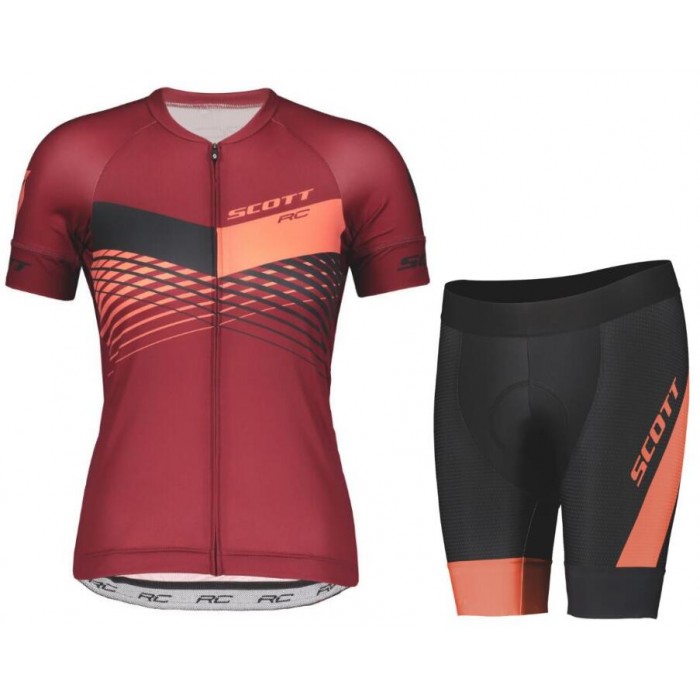 Scott RC PRO Dames Dames Fietskleding Set Wielershirt Korte Mouwen+Korte Fietsbroeken Black/Camellia Pink