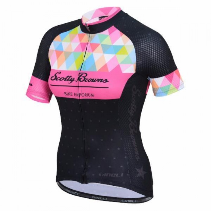 Scotty Browns Pink Prism Kit Dames Wielershirt Korte Mouw