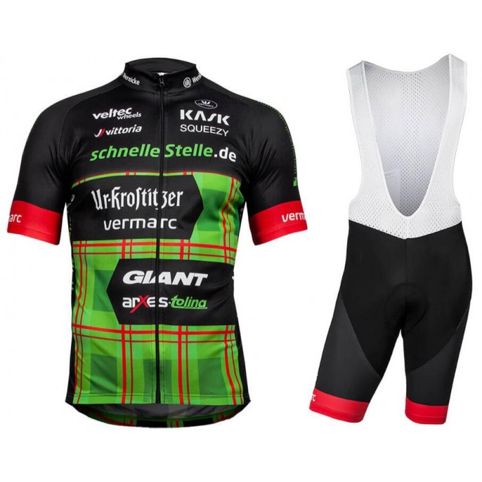 UR-Krostitzer 2018 Fietskleding Set Wielershirt Korte Mouw+Korte Fietsbroeken Bib