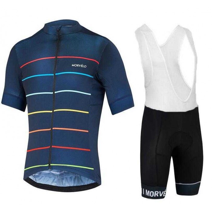 2017 Morvelo Nauty Nth Fietskleding Set Fietsshirt Met Korte Mouwen+Korte Koersbroek Blauw