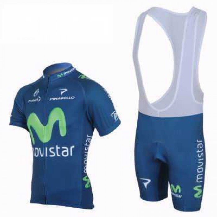 2013 Movistar Teams Fietskleding Set Fietsshirt Met Korte Mouwen+Korte Koersbroek Blauw