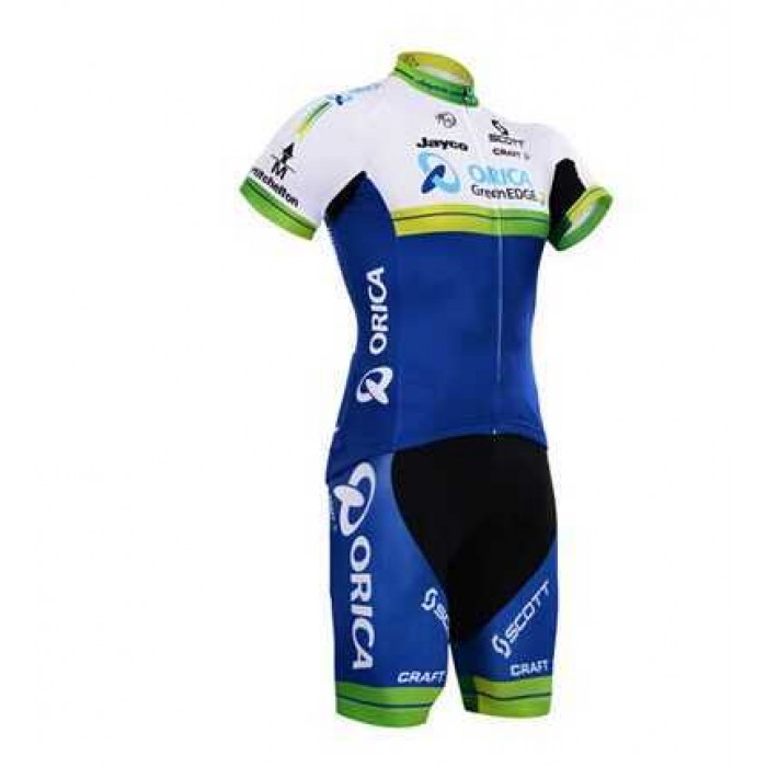 2015 ORICA GreenEDGE Wielerkleding Set Wielershirt Korte Mouwen+Fietsbroek Korte