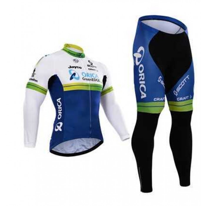 2015 ORICA GreenEDGE Fietskleding Wielershirt Lange Mouw+Lange Fietsbroeken