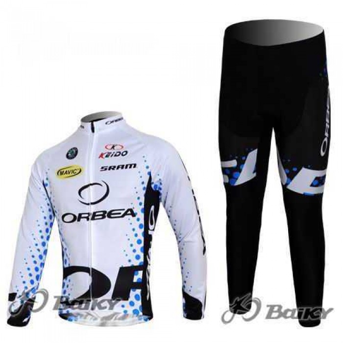 Orbea Pro Team Fietskleding Set Wielershirts Lange Mouw+Lange Fietsbroeken Wit