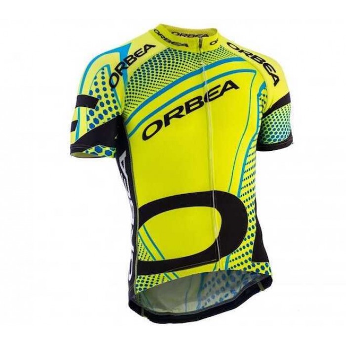 2015 Orbea Fluo Geel Blauw Wielershirt Met Korte Mouwen