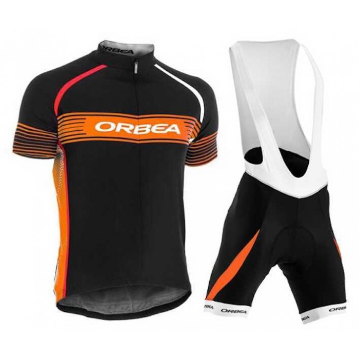 2015 Orbea Zwart-Geel Fietskleding Set Fietsshirt Met Korte Mouwen+Korte Koersbroek