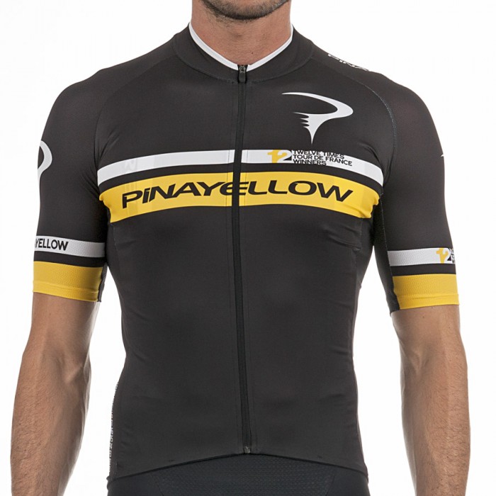 Pinarello 12th Tour De France Wielershirt Korte Mouw Zwart Geel