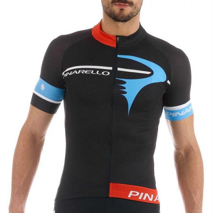 2016 Pinarello Wielershirt Korte Mouw Zwart Rood Blauw