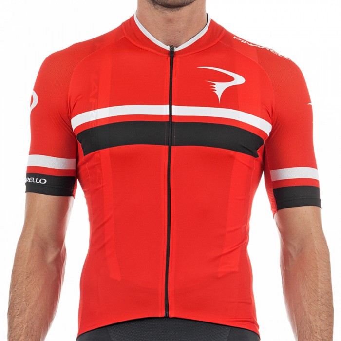 Pinarello Corsa Wielershirt Korte Mouw Rood Zwart