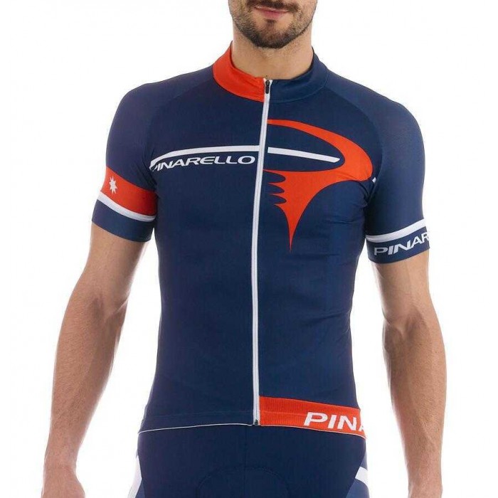 2016 Pinarello Wielershirt Korte Mouw Rood Blauw