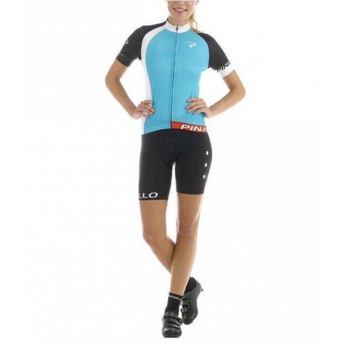 2016 Pinarello Fietskleding Wielershirt Korte+Korte Fietsbroeken Blauw Vrouw