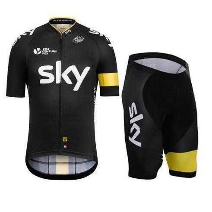 2016 SKY Geel Fietskleding Wielershirt Korte+Korte Fietsbroeken