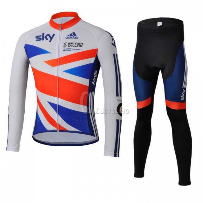 Teams Sky Great Britain Regno Unito Wielerkleding Set Wielershirt Lange Mouw+Lange Fietsbroeken