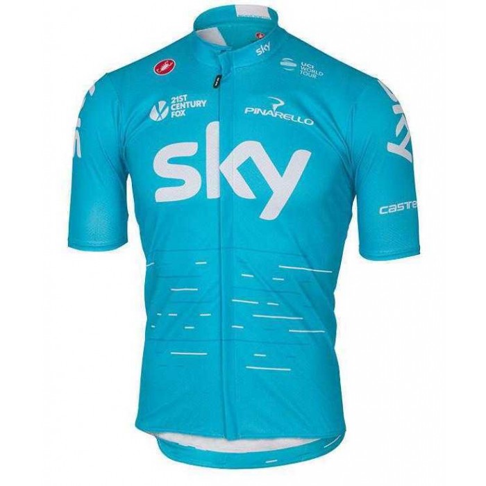 2017 Sky Wielershirt Met Korte Mouwen Blauw