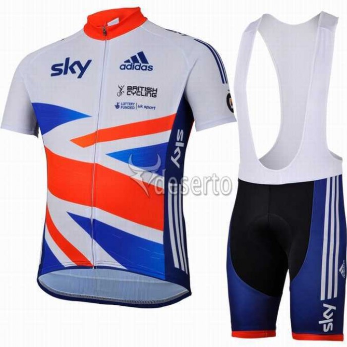 Teams Sky Great Britain Regno Unito Fietskleding Set Fietsshirt Met Korte Mouwen+Korte Koersbroek