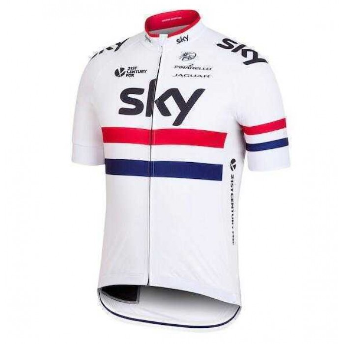 2016 SKY Pro Wielershirt Met Korte Mouwen Wit Rood