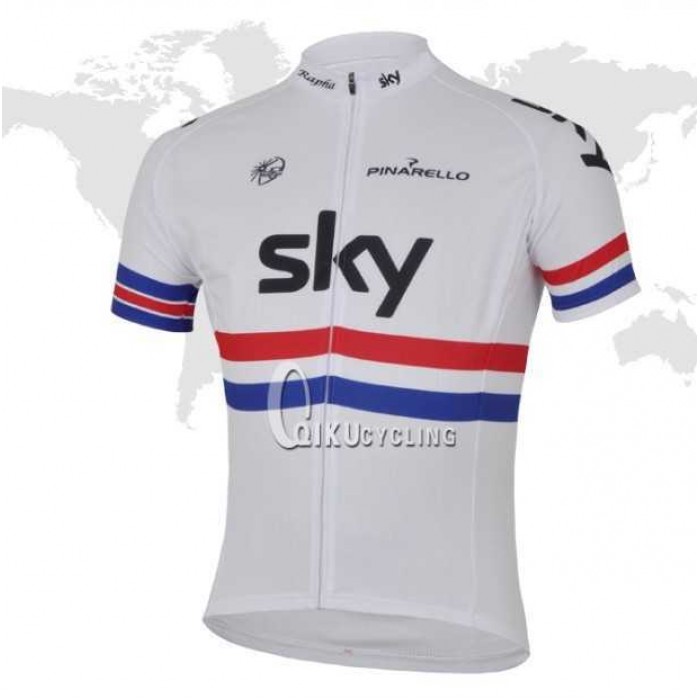 2013 Teams Sky Outlet Wielershirt Met Korte Mouwen Wit Rood Blauw