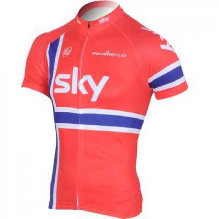 2013 Teams Sky Norvegese Kampioen Outlet Wielershirt Met Korte Mouwen Rood