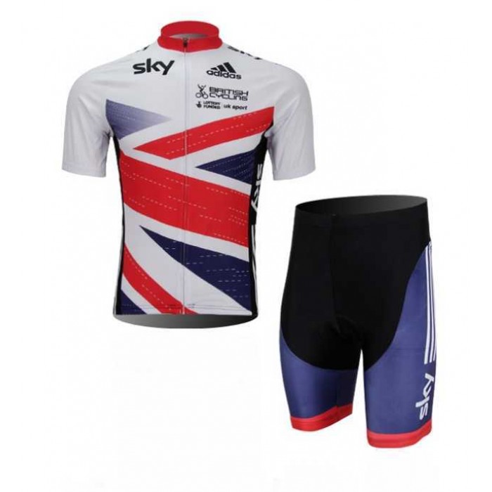 Goedkoop Sky British Wielerkleding Set Wielershirts Korte Mouw+Fietsbroek